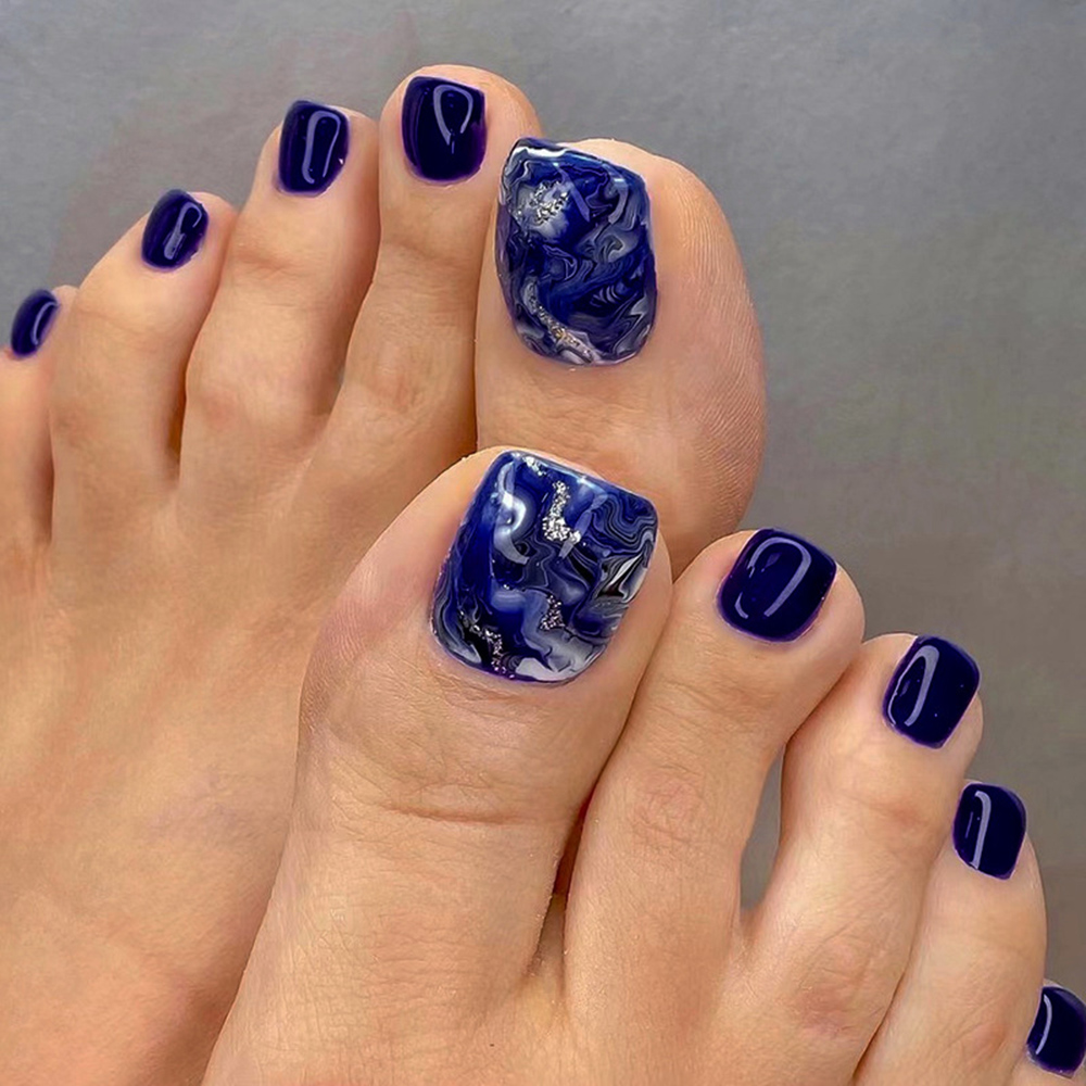 24pcs Glossy Blue False Toenai - Resin Craft Material 评论和价格