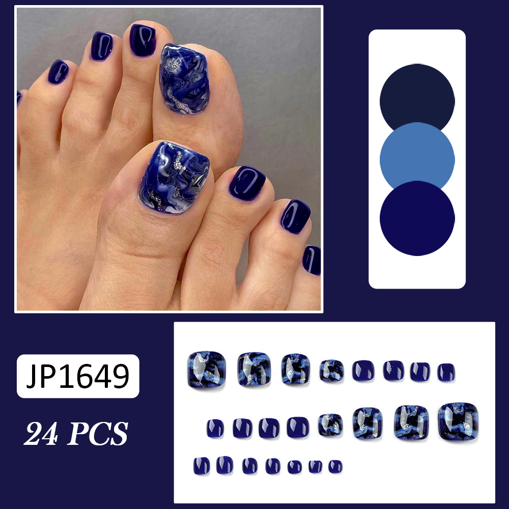 24pcs Glossy Blue False Toenai - Resin Craft Material 评论和价格
