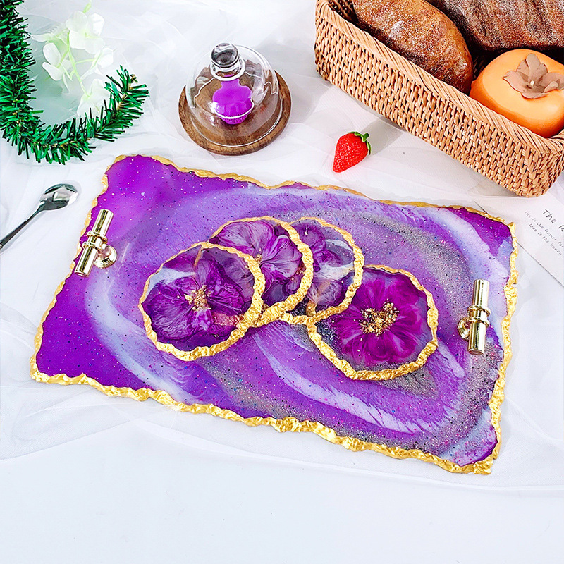 DM413 Drusy Coaster Resin Mold - Serving Tray Mold 评论和价格