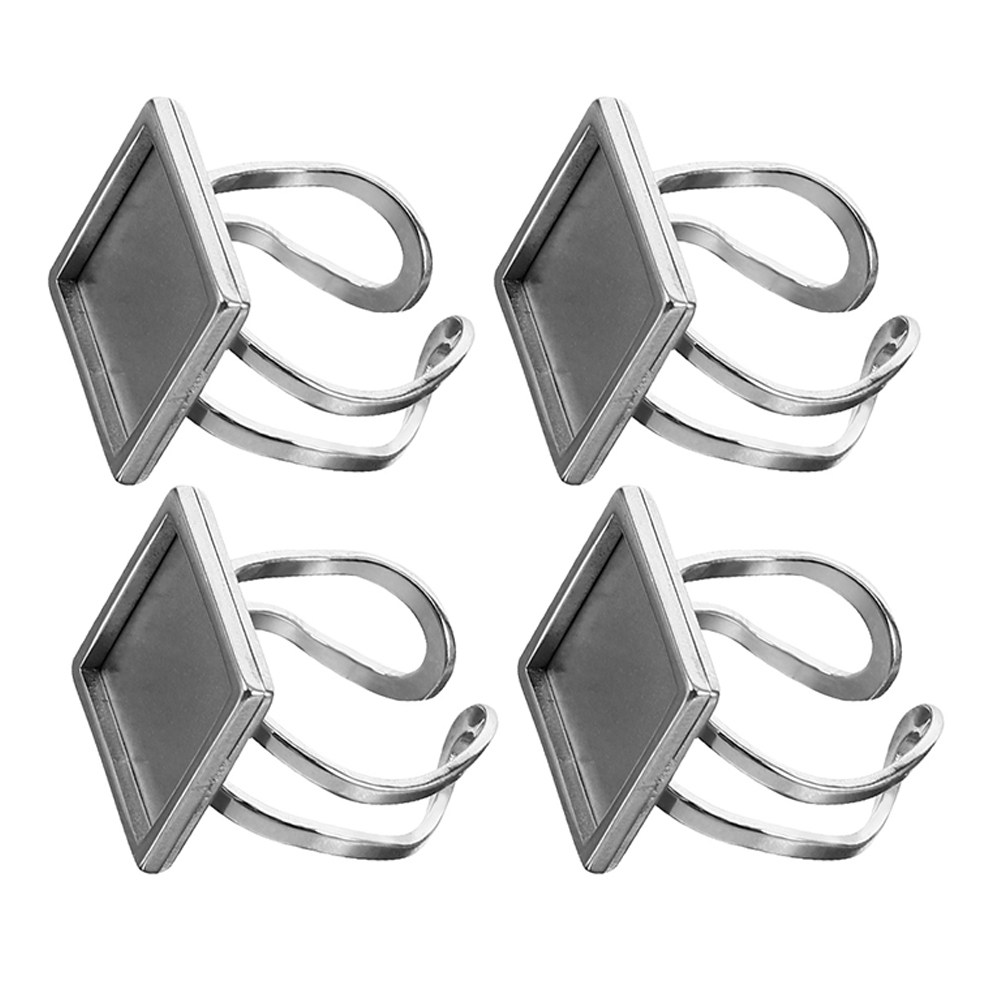 4Pcs Square Bezel Ring Base DI - Crafting Resin 评论和价格