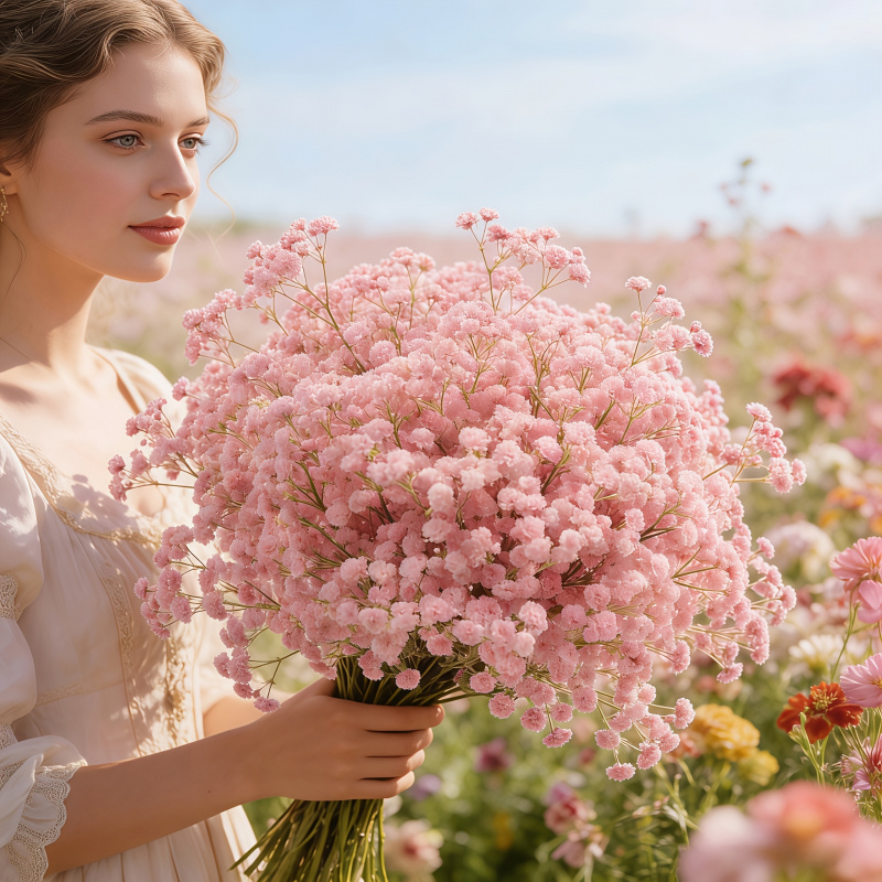 130-Stem Pink Gypsophila Artif - Dried Flower Bulk 评论和价格
